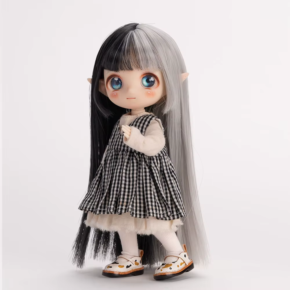 Ob11 perruque douce mignonne frange bouclée cheveux ondulés