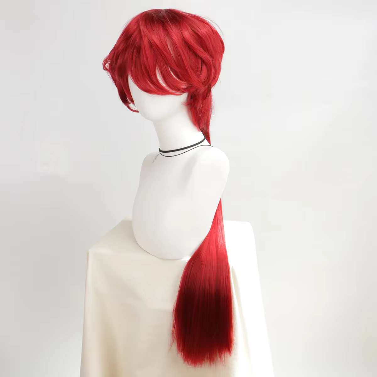 Perruque synthétique longue et lisse rouge pour femmes