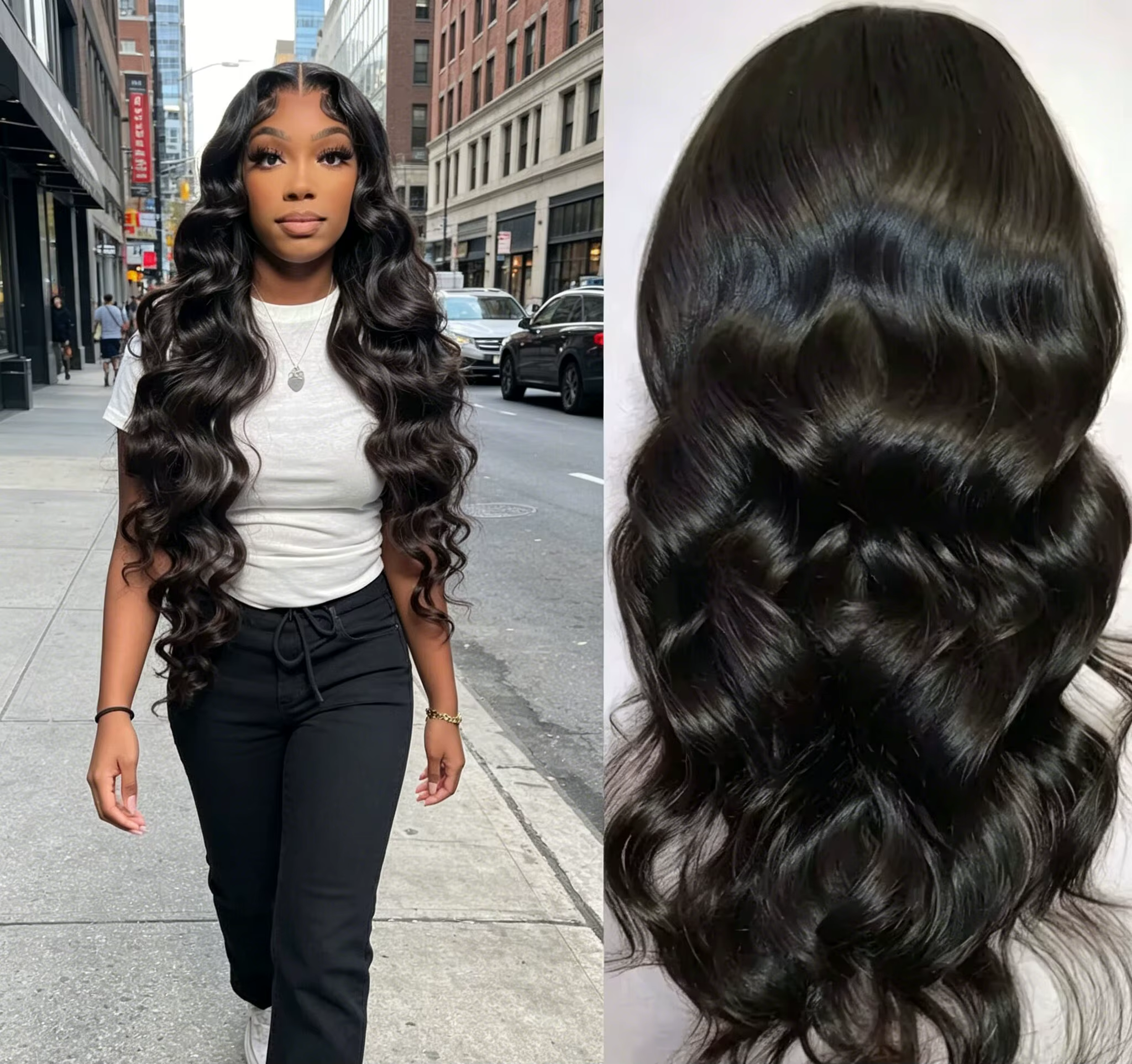 Nouvelles perruques synthétiques Body Wave 13*4 Lace Front