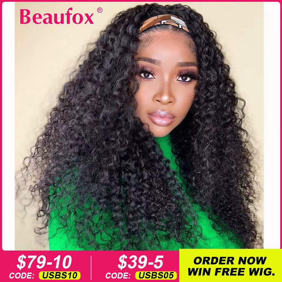 Beaufox vague d'eau bandeau perruque perruques de cheveux humains pour les femmes noires écharpe brésilienne faite à la