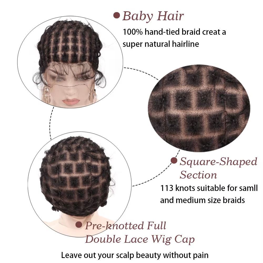 Bonnet de perruque Full Lace ventilé pour tressage au Crochet, bonnet de perruque tressé noir pour la fabrication de perruque Afro sans colle, bonnet Cornrow
