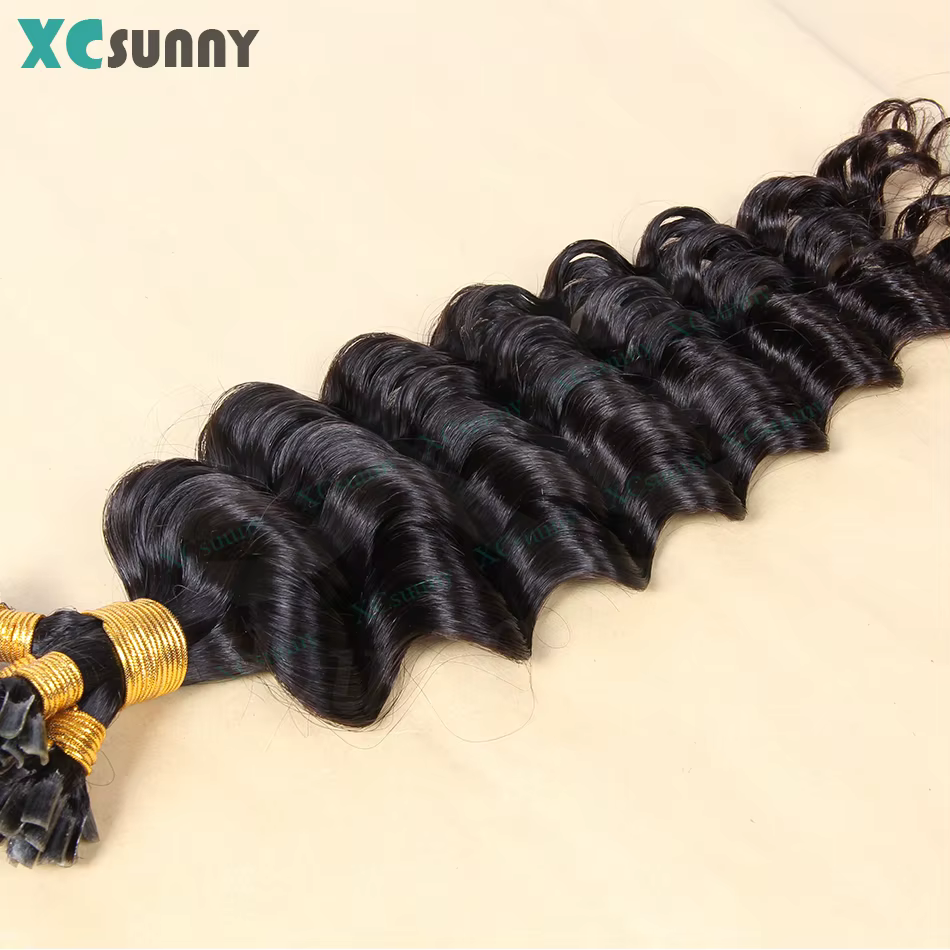 U Tip Extensions de cheveux humains kératine vague profonde Utip réel