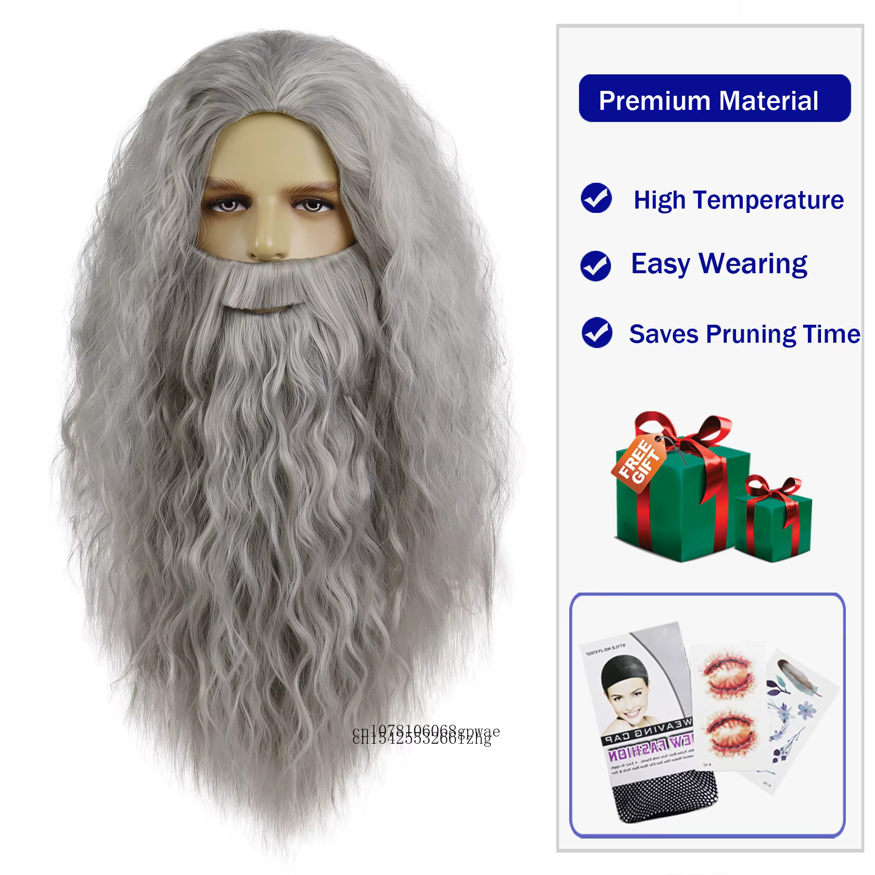 Dumbledore Cosplay perruque cheveux synthétiques Halloween école Gandalf assistant Costume