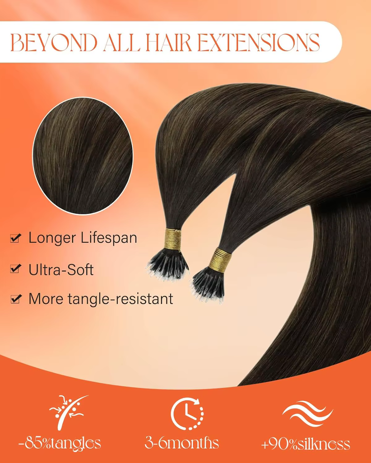 Cheveux ensoleillés Nano anneau Extensions