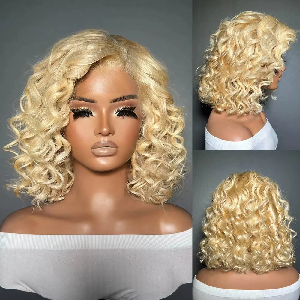 Perruques blondes bouclées 613