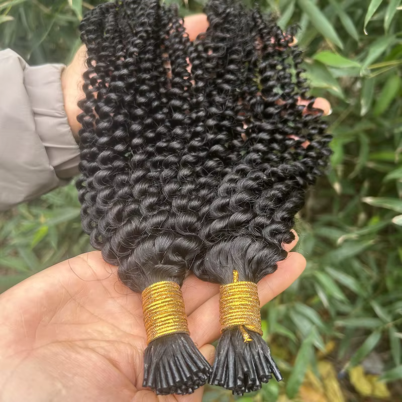 Extensions de cheveux bouclés crépus I-Tip 16-26 pouces
