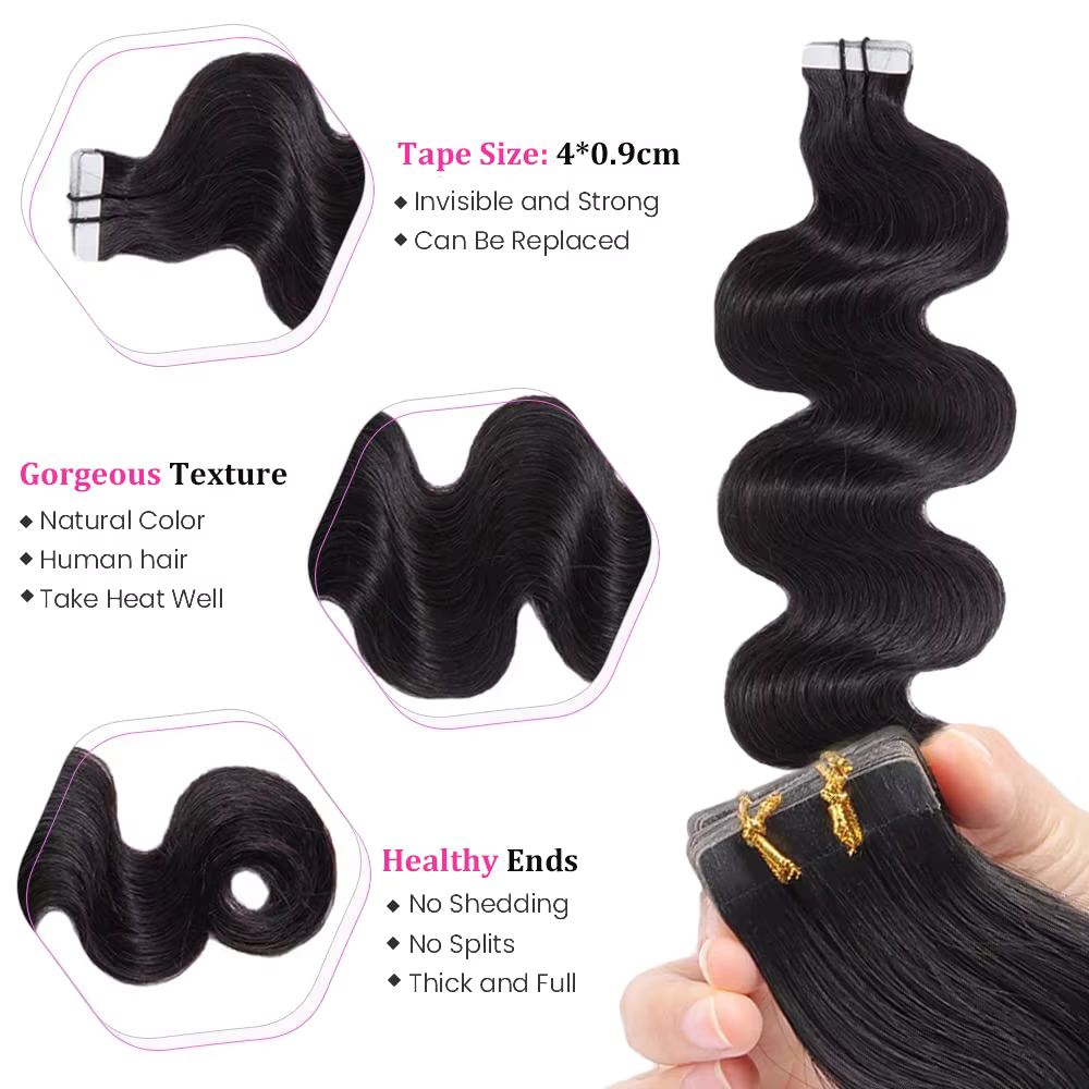 Extensions de cheveux naturels Remy Body Wave