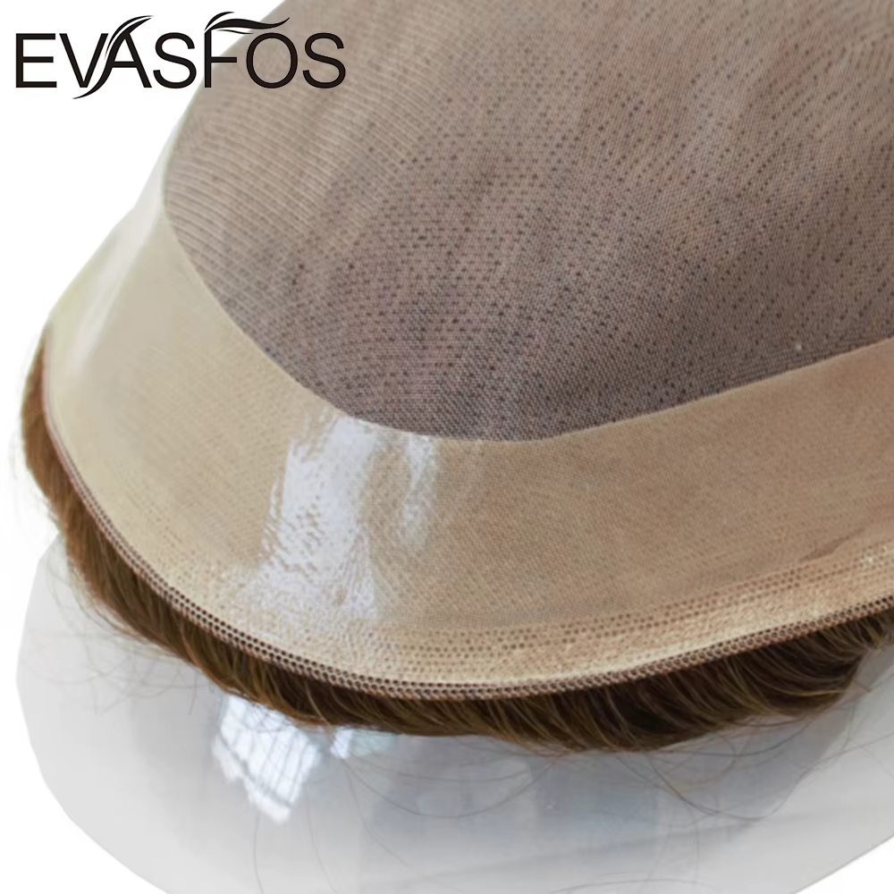 Perruque toupet de cheveux humains naturels pour hommes