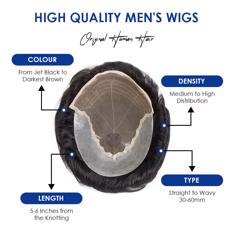 Q6-Perruque en dentelle et PU pour hommes