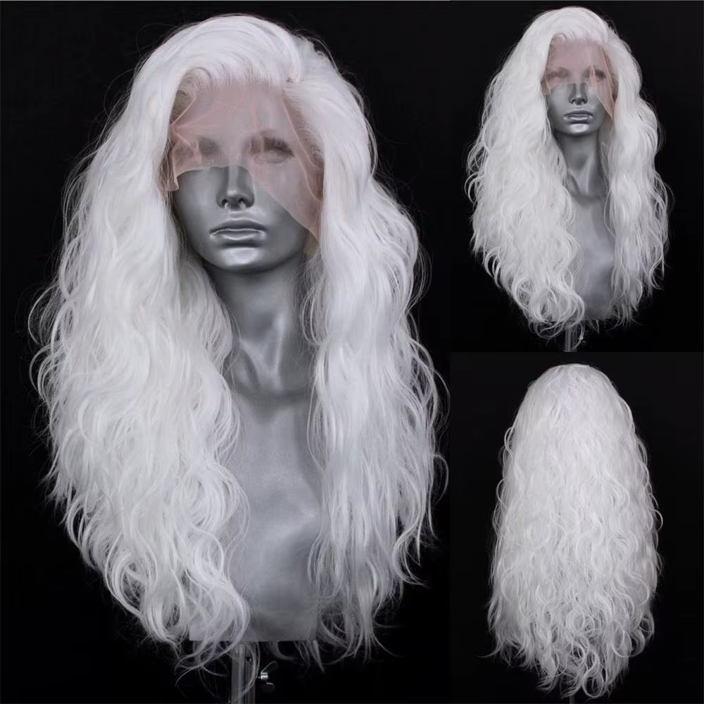 FANXITION – perruque synthétique Body Wave blanche