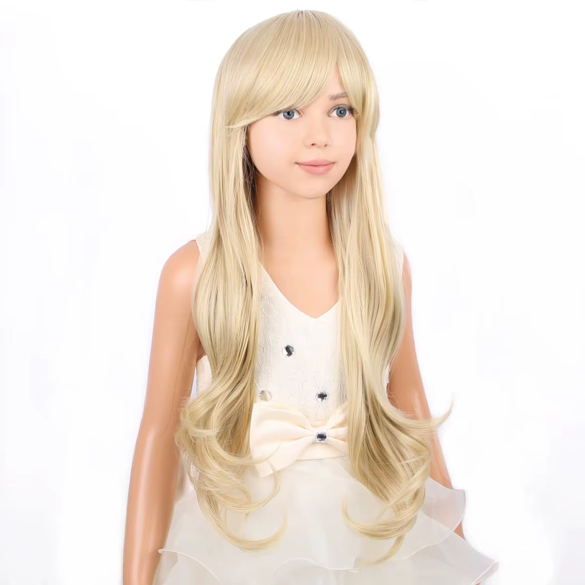 Perruque longue blonde ondulée pour enfants