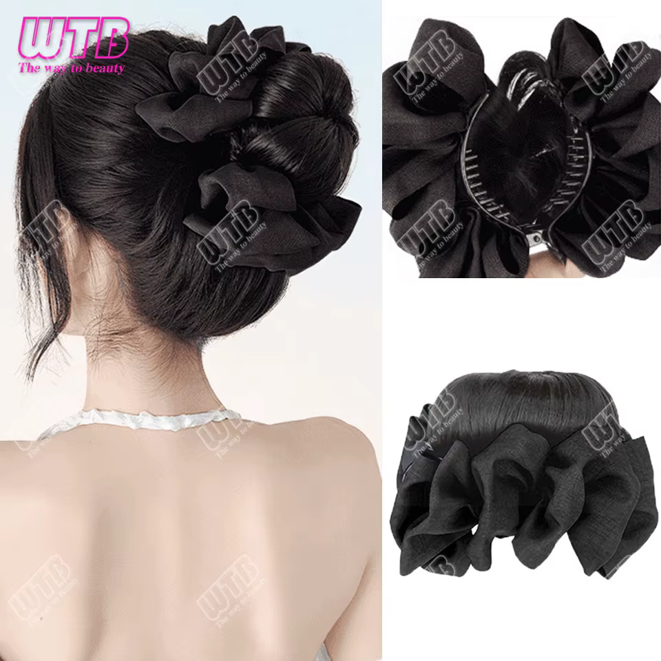 Nouvelle mode femmes chignon synthétique avec accessoires de cheveux pince à saisir Maruko tête perruque