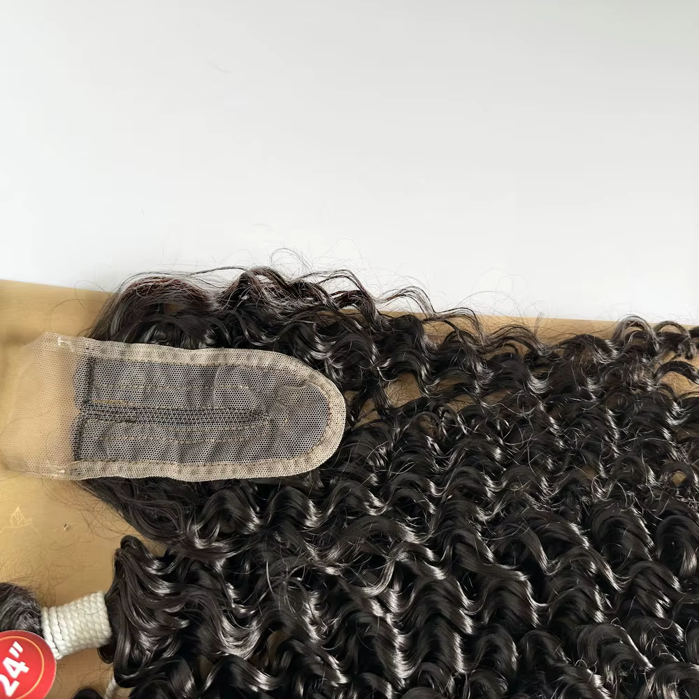 Adorables lots de cheveux afro bouclés crépus de 24 pouces avec closure
