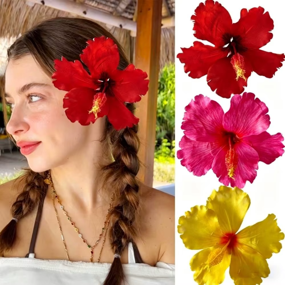 Pince à cheveux fleur d'hibiscus artificielle