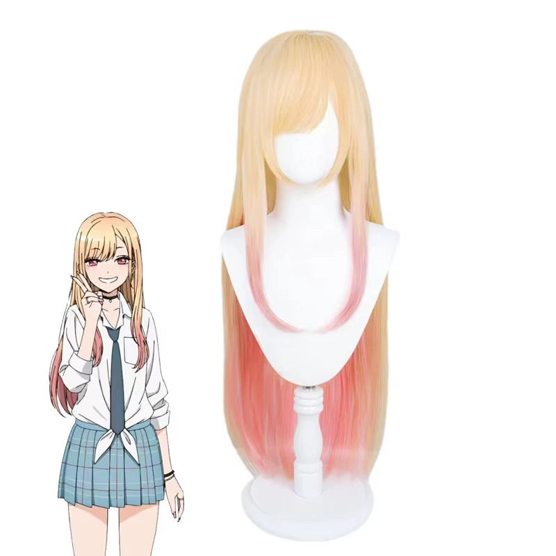 Perruque de Cosplay longue blonde rose