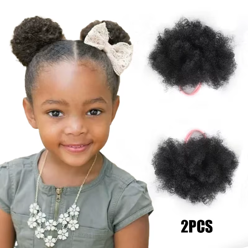 Chignon Afro Synthétique Bouffant pour Enfants