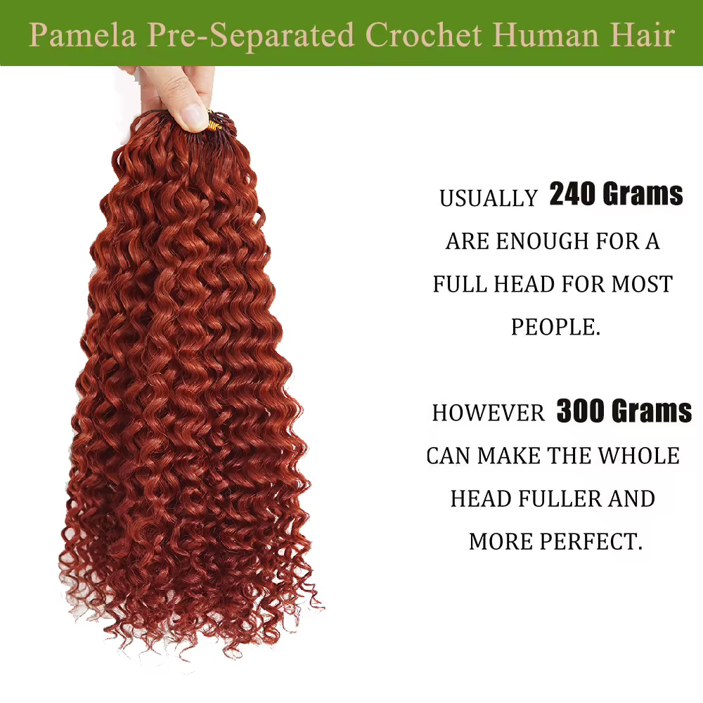 Extensions de cheveux humains au crochet couleur gingembre-orange, bouclées, pré-bouclées, pré-séparées, sans nœuds
