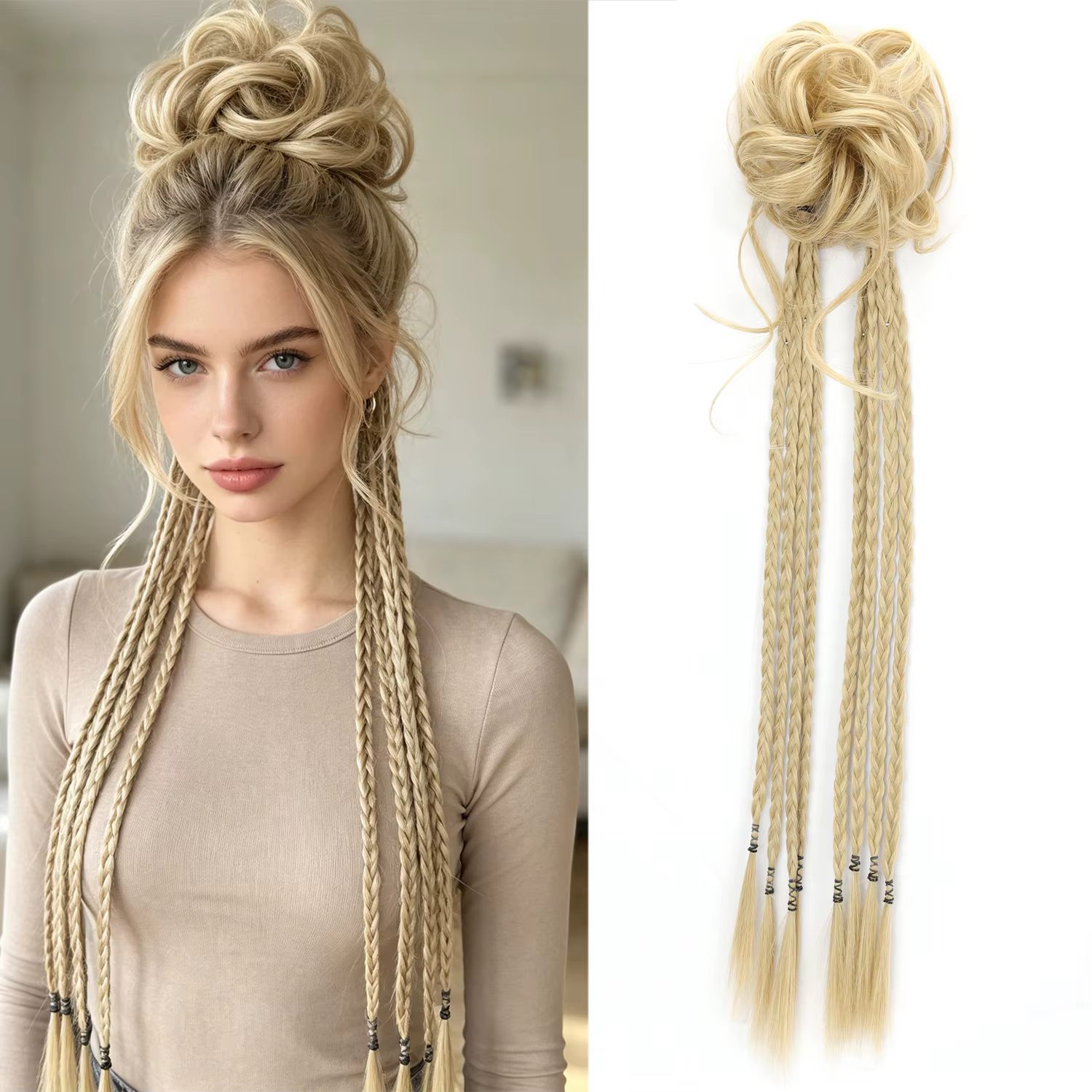 Chignon synthétique désordonné