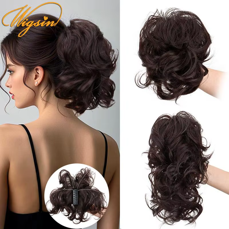 WIGSIN synthétique élégant polyvalent bouclés queue de cheval griffe pince dans l'extension de cheveux réglable adapté facile à porter pour toute Occasion