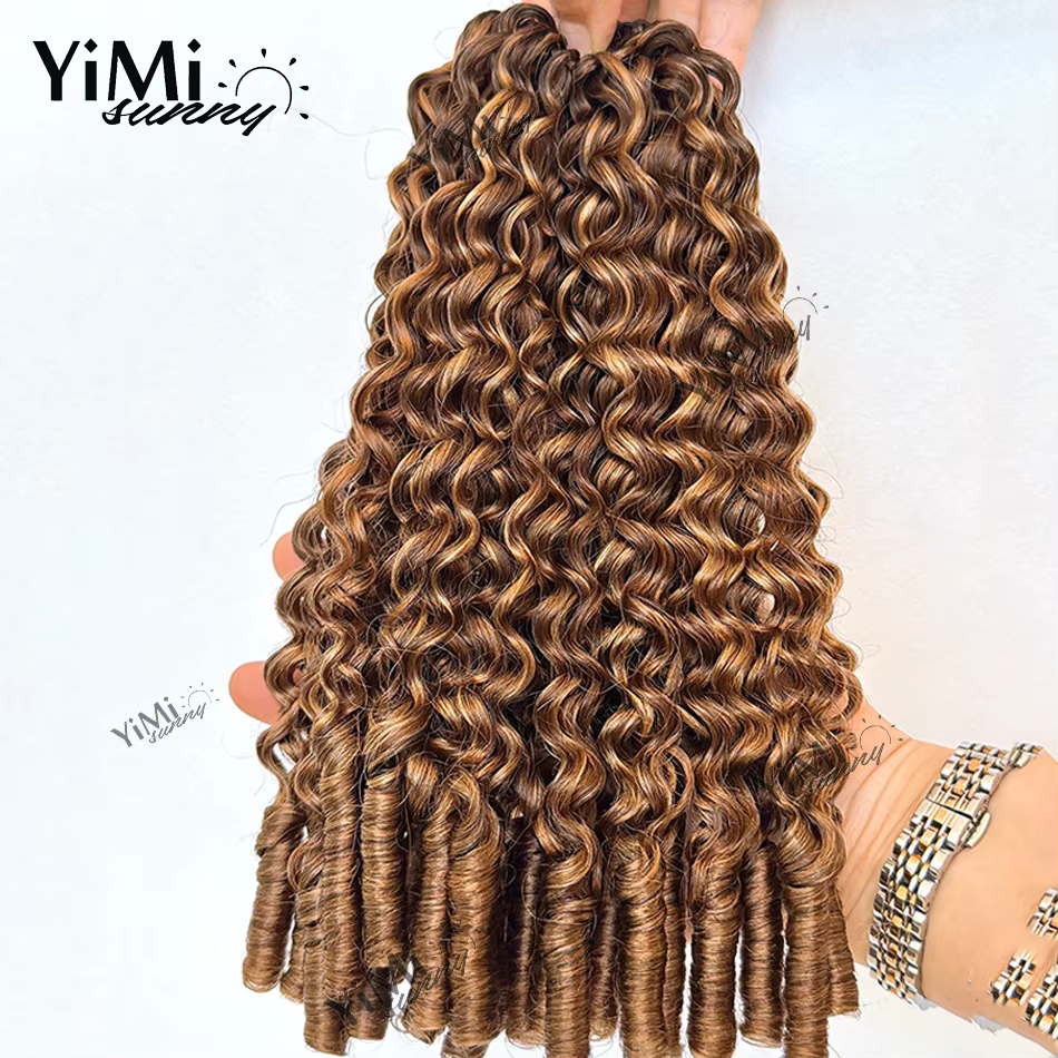 Extensions de cheveux humains bouclés birmanes 4/27/30 en plumes