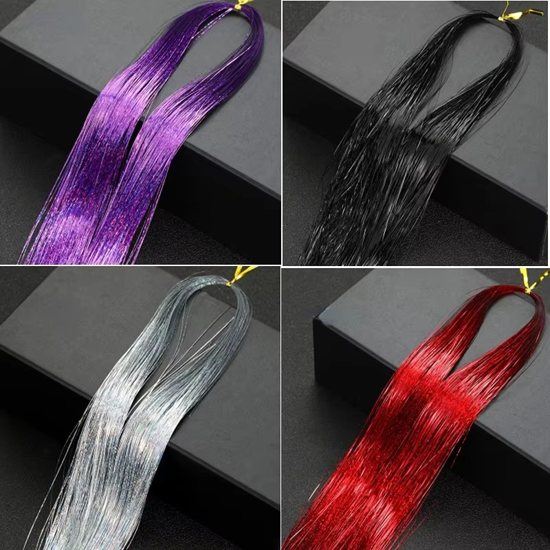 93cm coloré Bling Extension de cheveux accessoires Laser or brillant fil métallique Extensions