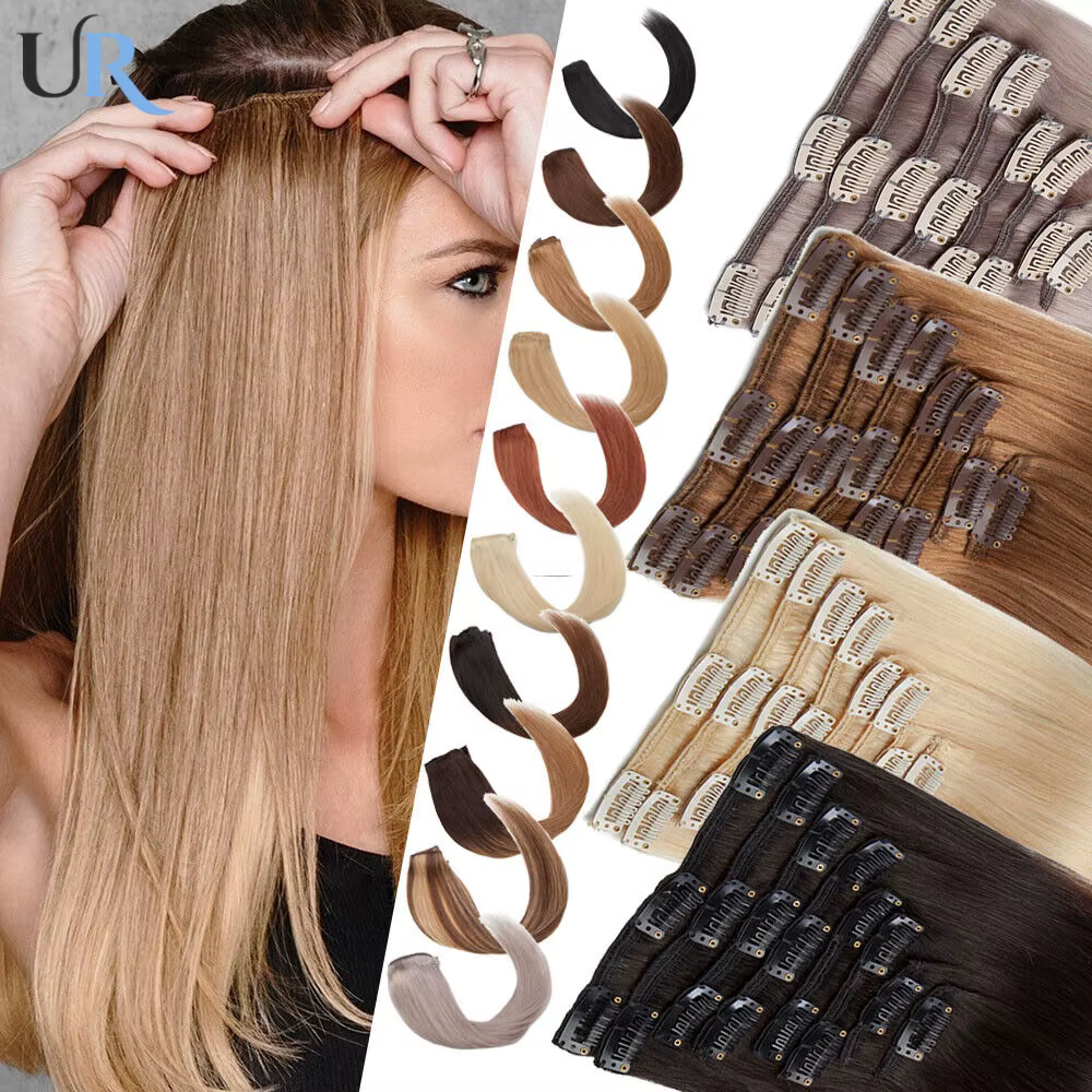 Clip de surbrillance caramel dans les extensions de cheveux 7 pièces