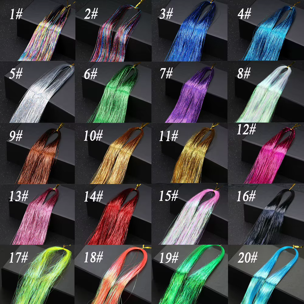 Mèches de cheveux synthétiques scintillantes