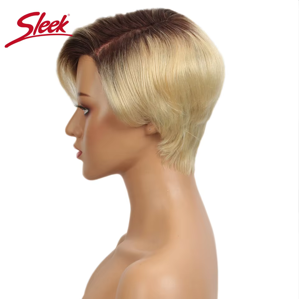 Perruque Bob Lace Front Wig Remy brésilienne naturelle, cheveux lisses, blond élégant, noir foncé, gris, 613