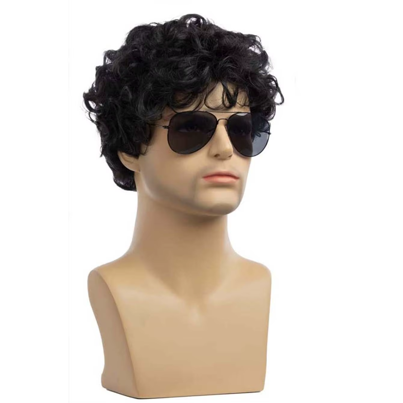 Perruque synthétique noire pour hommes