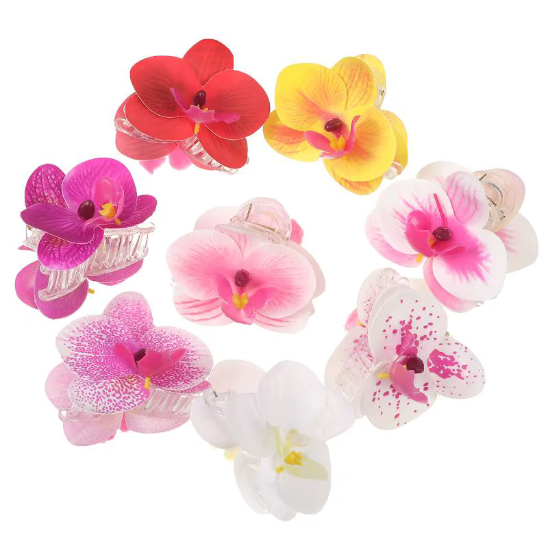 Pince à cheveux 7 cm avec fleurs artificielles