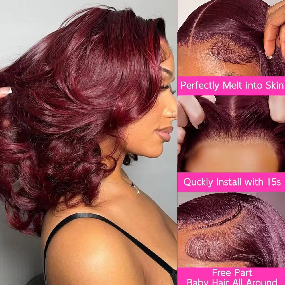 Perruque Bob en Cheveux Humains Ondulés Courts