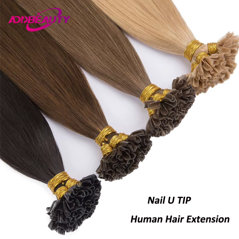 Extensions de cheveux lisses à pointe en U