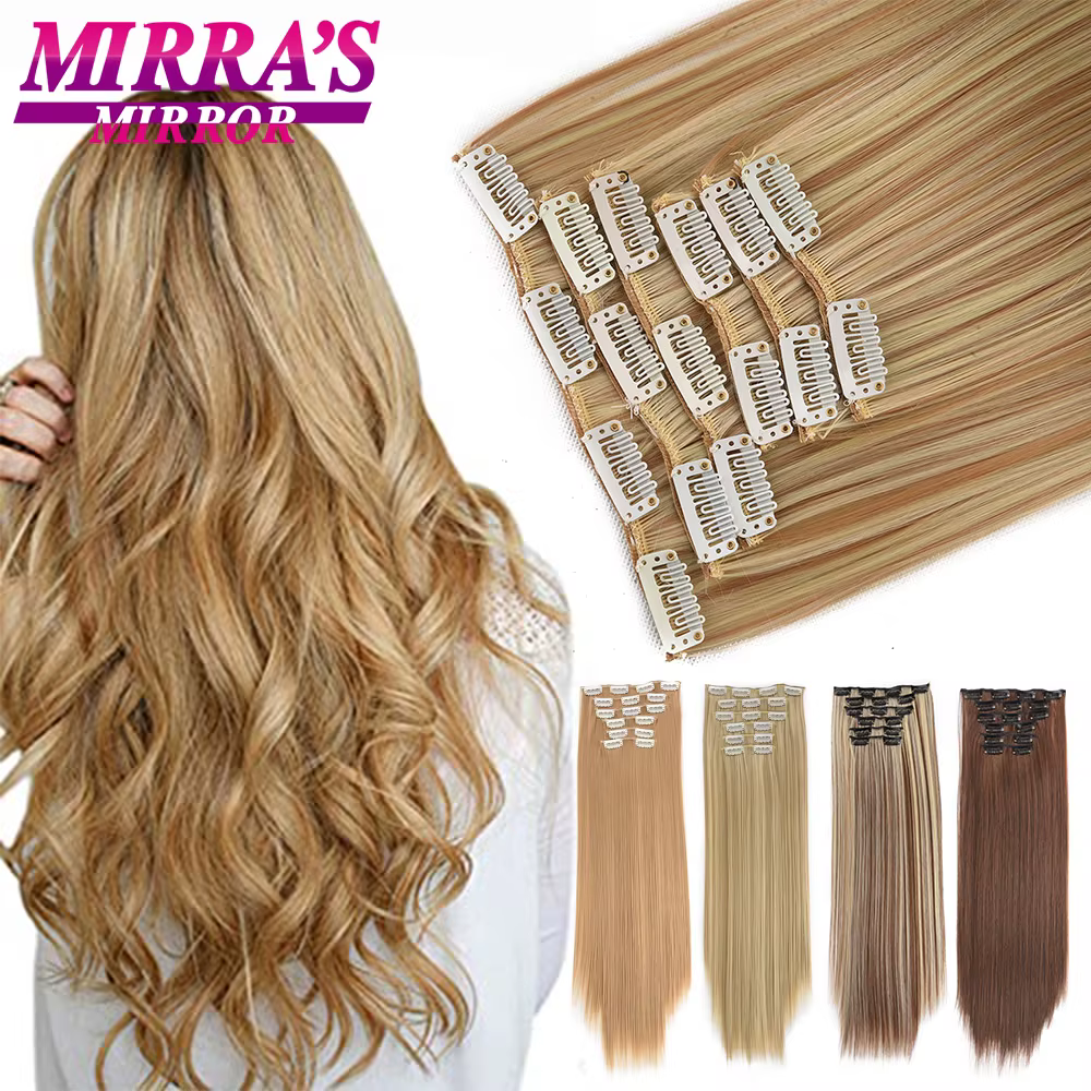 Extensions de Cheveux Synthétiques Longs et Lisses
