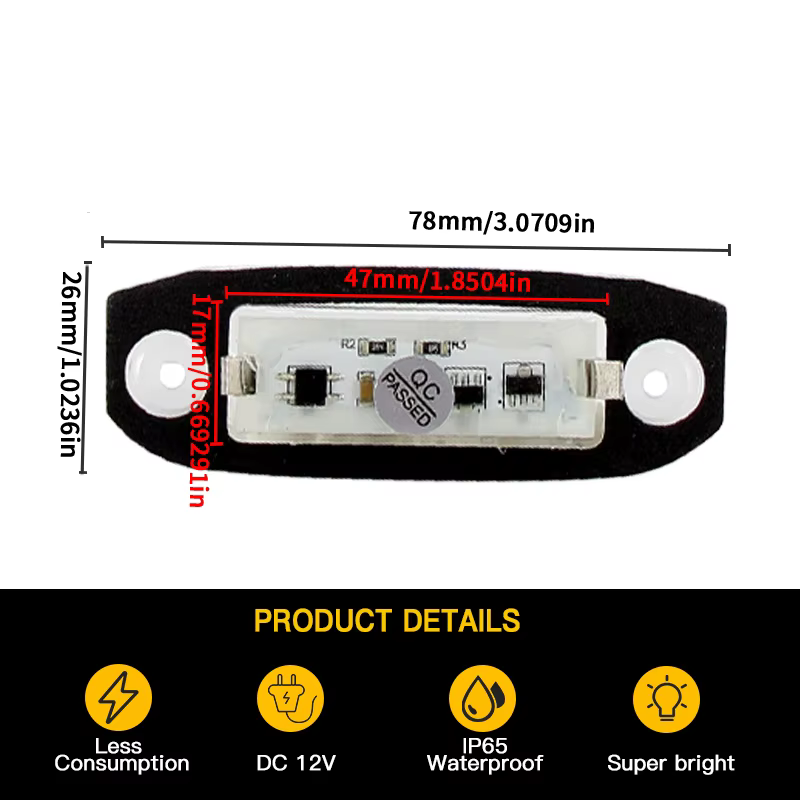 Lumière de plaque de planificateur LED, OEM #30753839/31253006, Volvo C30, C70, S80, V70, XC70, S40, V50, S60, V60, XC60, XC90, Canbus, pas courageux, 2 pièces