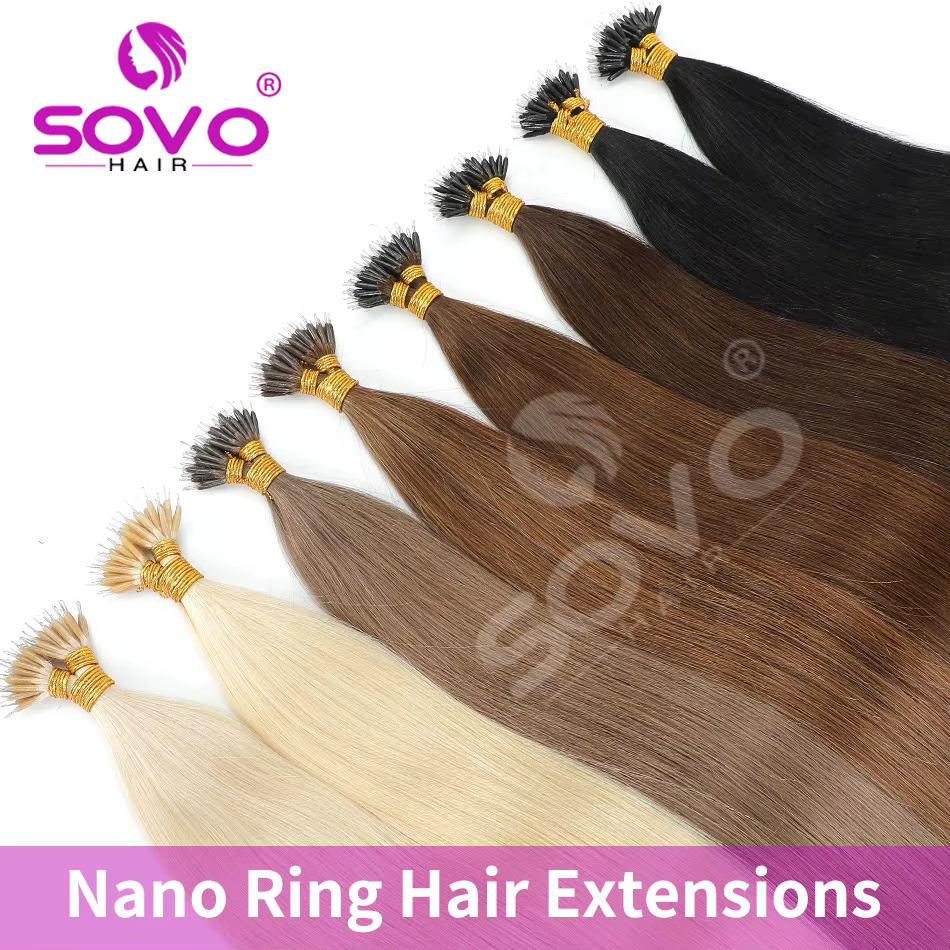 Extensions de cheveux naturels Nano Ring Remy lisses