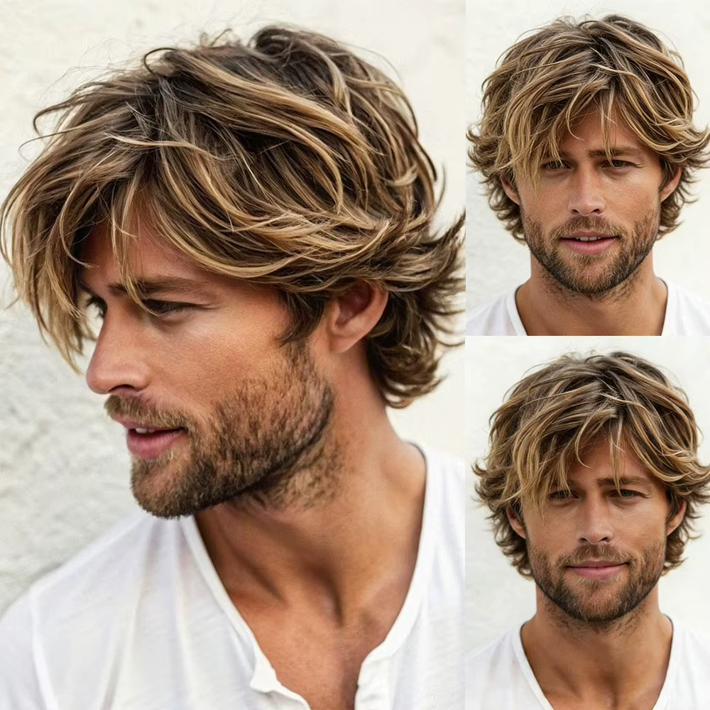 Perruque courte pour homme en cheveux naturels