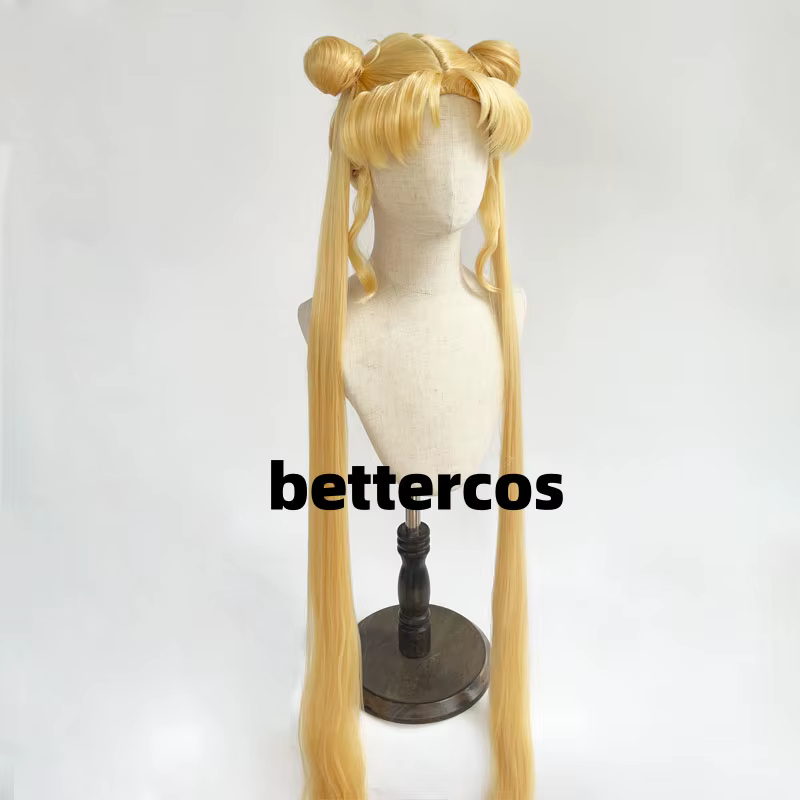 Serena Tsukino Usagi Cosplay perruque Annie 130 cm blond argent Double longue queue de cheval résistant à la chaleur