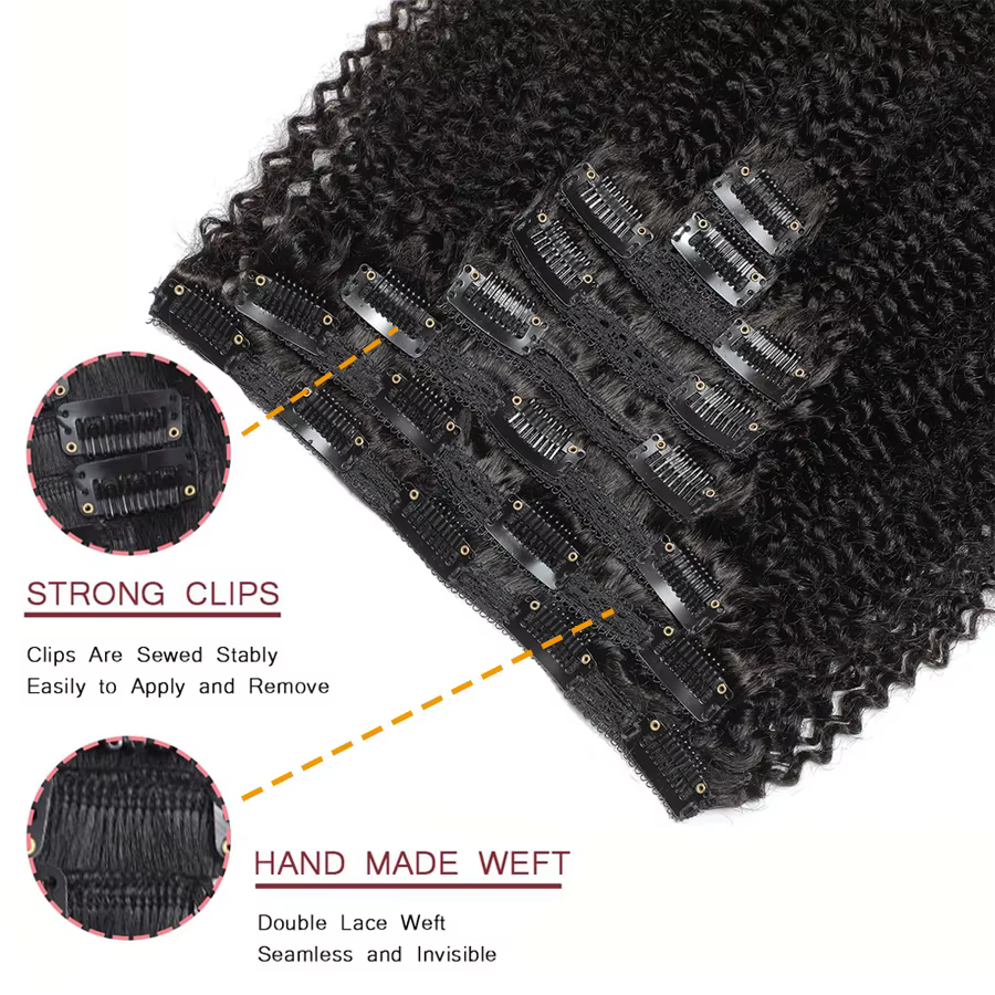 Extensions de cheveux bouclés afro kinky à clipser