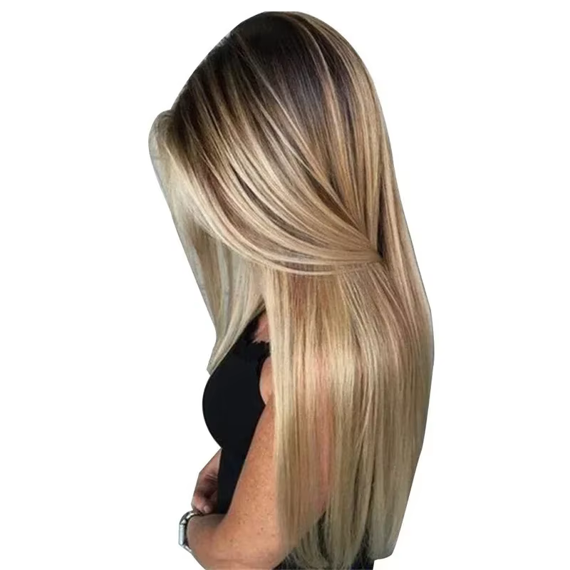  Perruque longue et lisse naturelle pour femmes