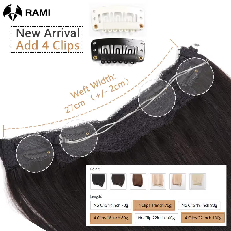 Ligne de poisson Extensions de cheveux pour femmes fil Invisible postiche Remy