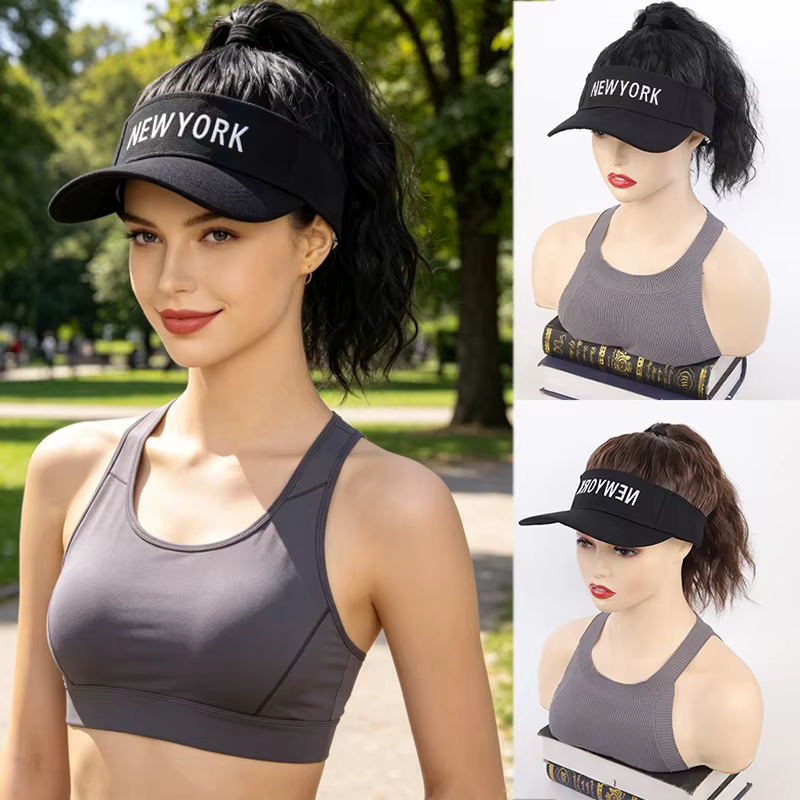 Perruque chapeau de baseball pour femme