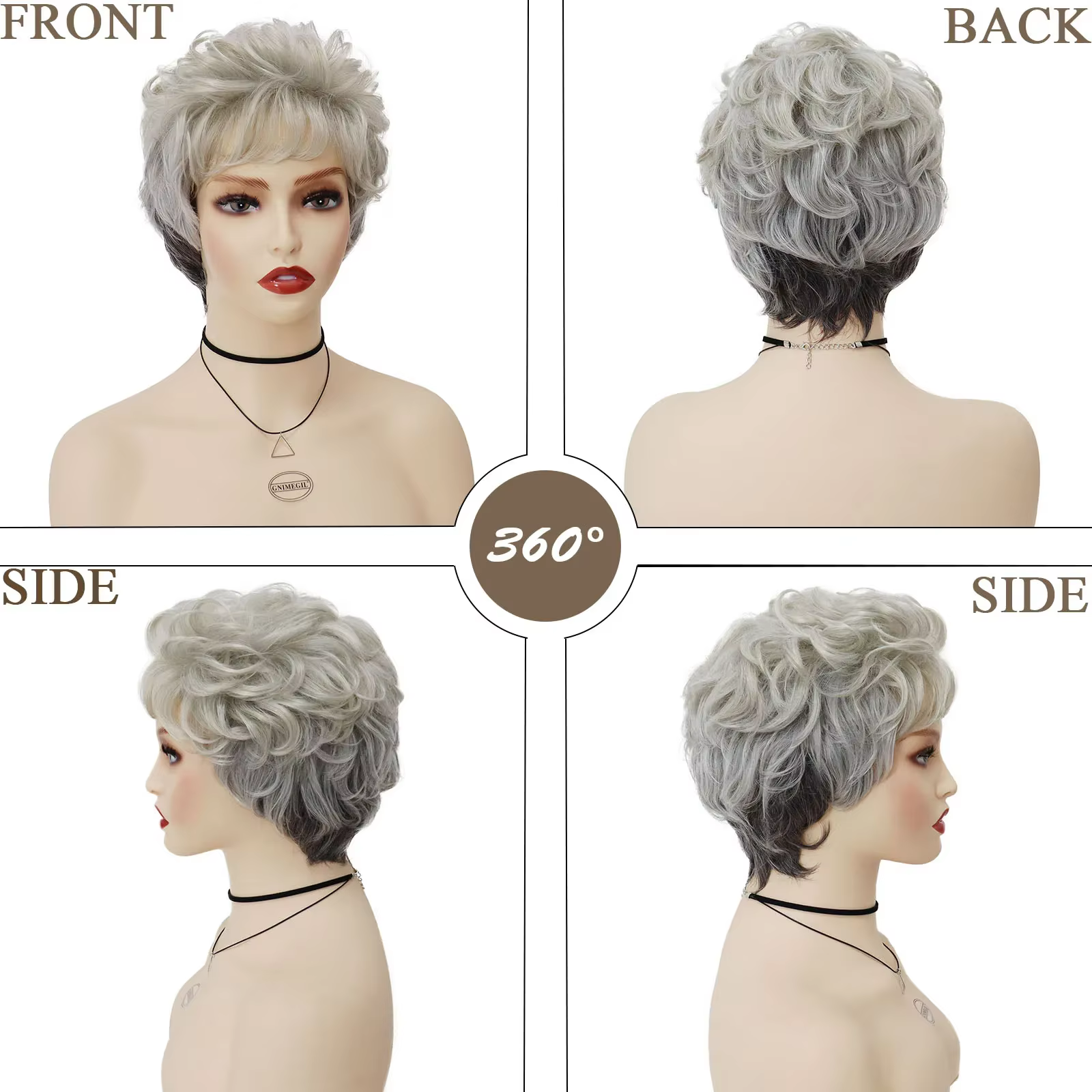 Perruques synthétiques courtes pour filles dorées