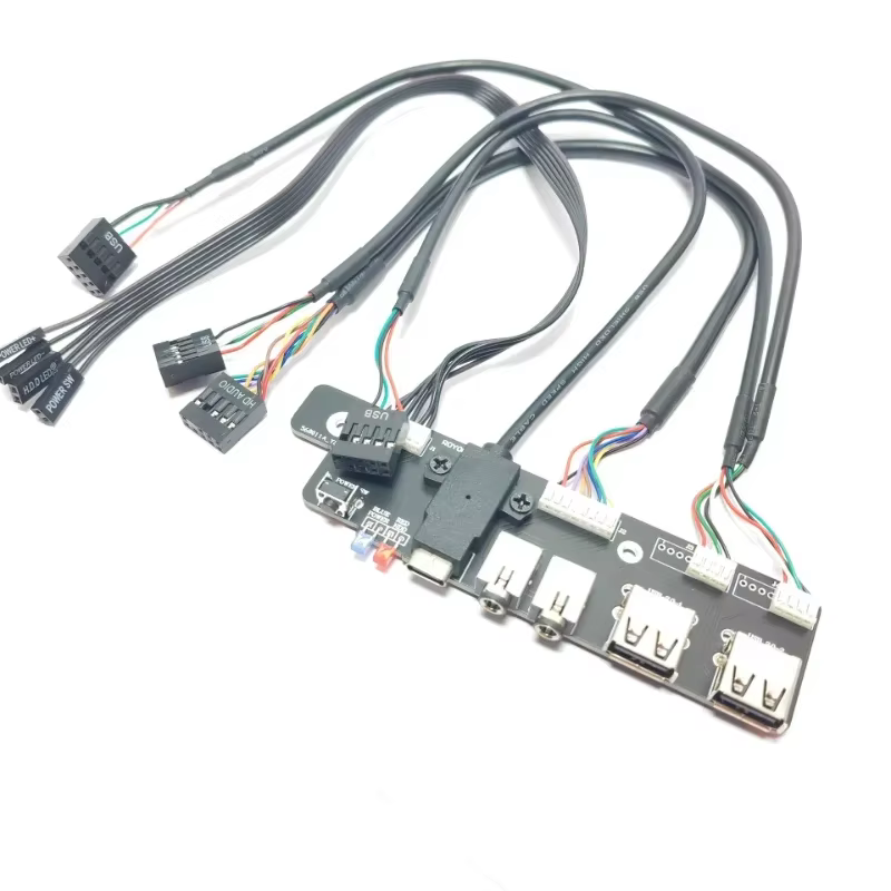 Transfert de données ITX Mini ordinateur Kit de câble d'extension avec 9 broches USB 3.0 TYPE-C connecteur 3.5mm Wild audio HDD interrupteur rette