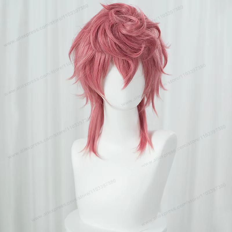 Anime Trish Una Cosplay perruque 40 cm rose femmes cheveux résistant à la chaleur perruques synthétiques + bonnet