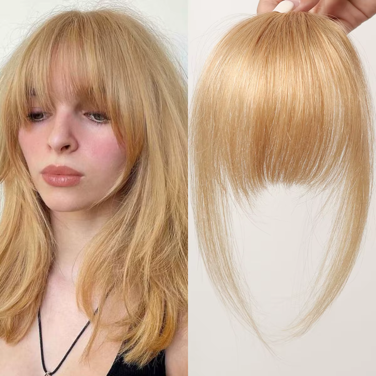 Cheveux humains frange postiche Clips pour femmes blond doré 100% Remy
