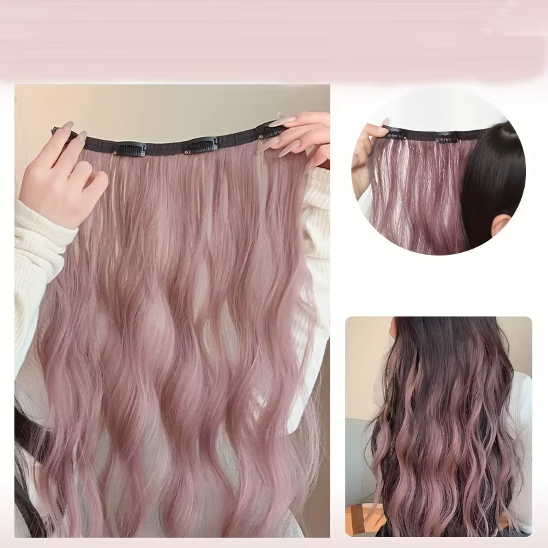 Vagues d'eau bouclées, extension de cheveux à reflets quatre cales