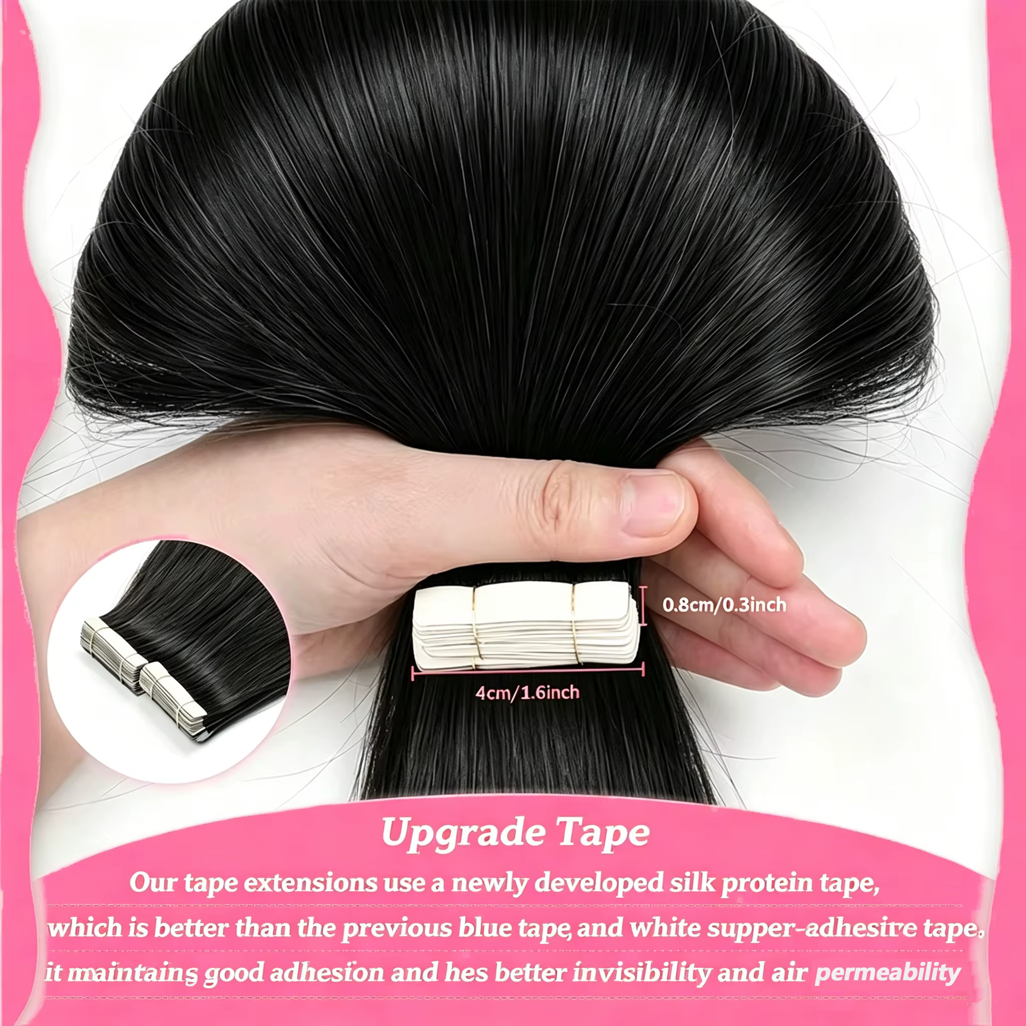 Extensions de cheveux humains à bandes adhésives