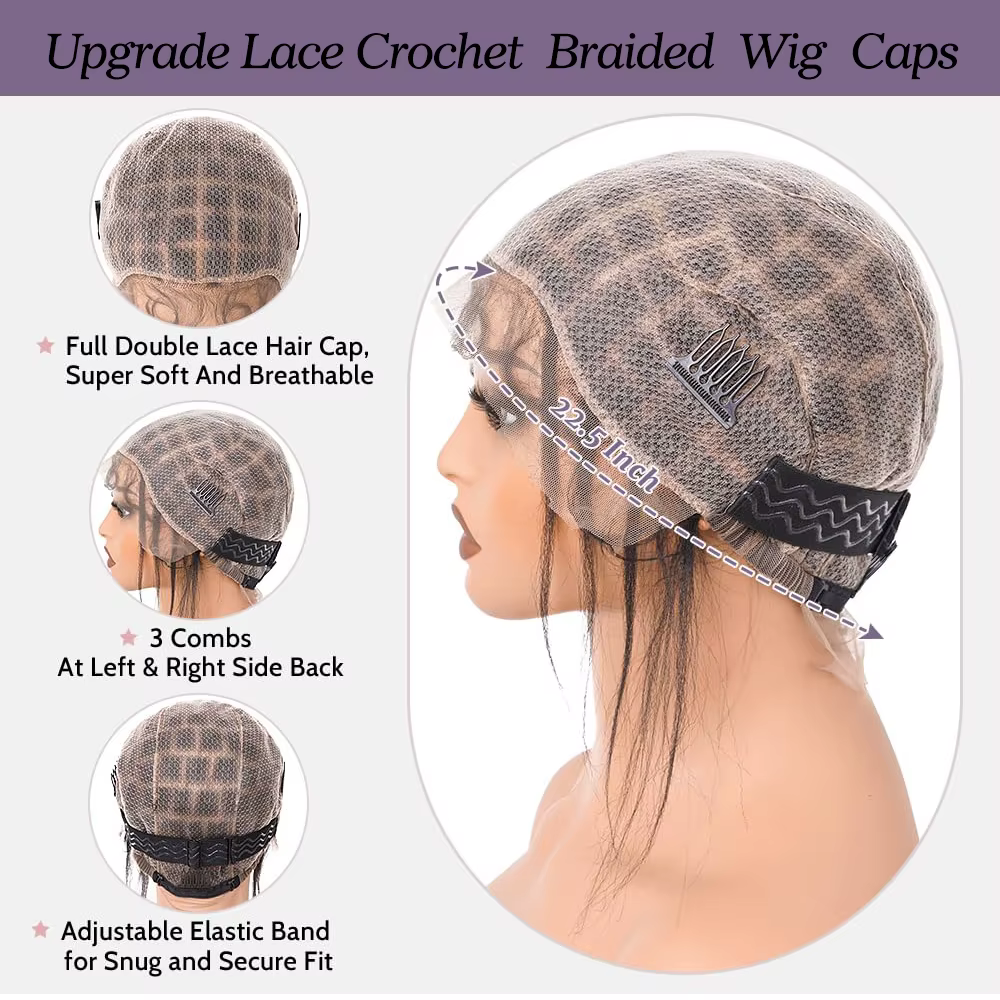 Bonnet de perruque Full Lace ventilé pour tressage au Crochet, bonnet de perruque tressé noir pour la fabrication de perruque Afro sans colle, bonnet Cornrow
