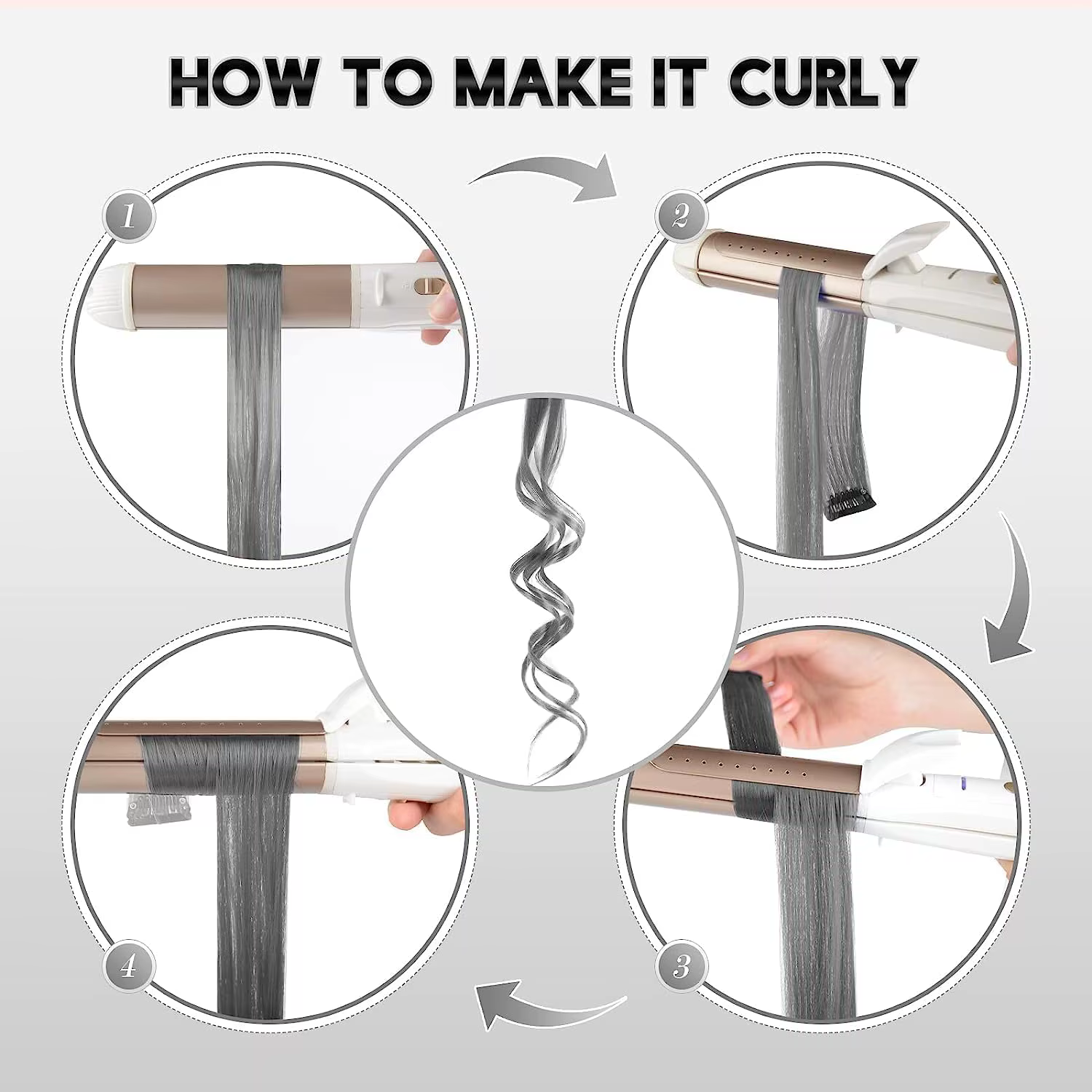 Extensions de cheveux synthétiques à clips de 22 pouces