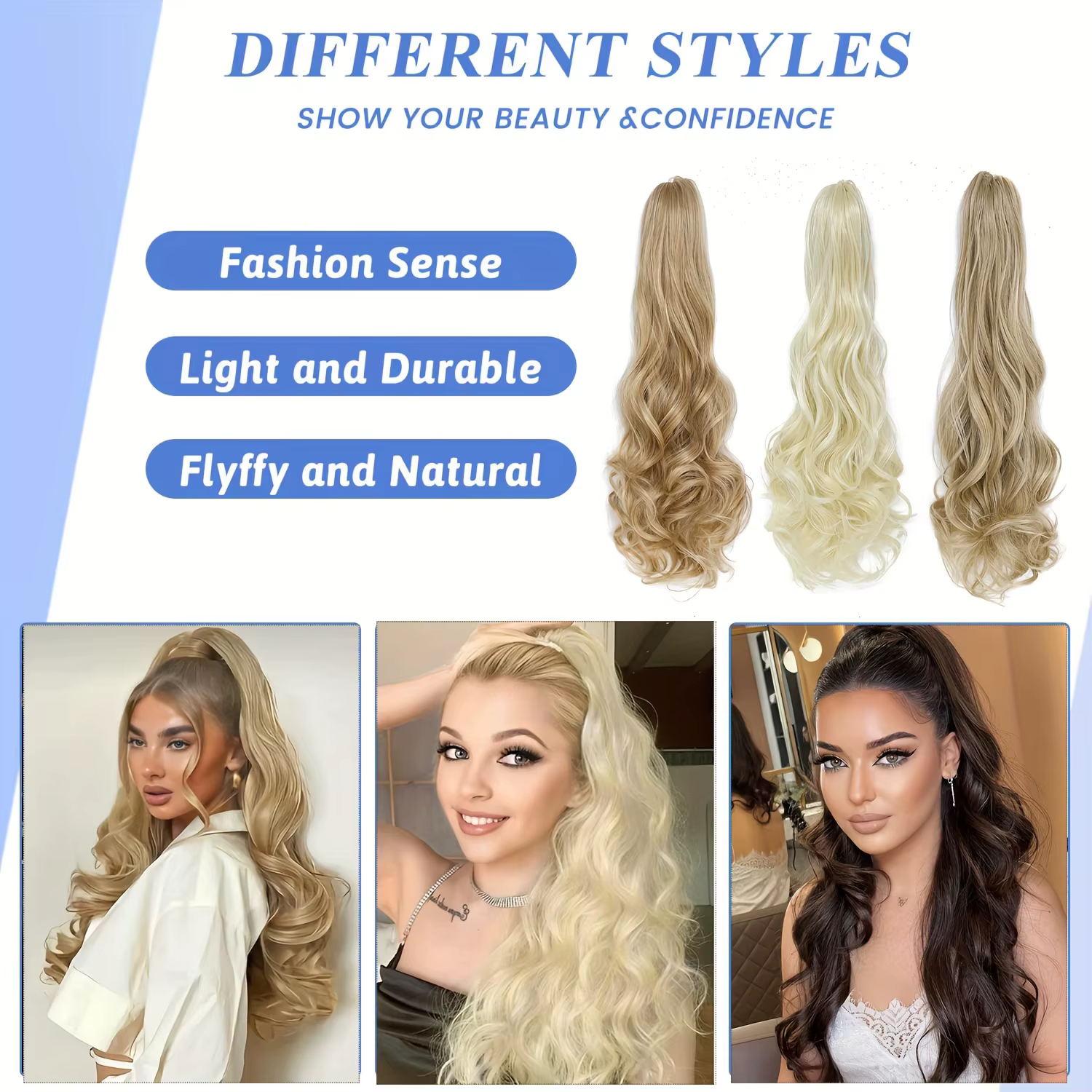 Extensions de queue de cheval longues et bouclées, pince à griffes ondulées, faux cheveux de queue de cheval pour femmes, faux queue de cheval synthétique naturelle